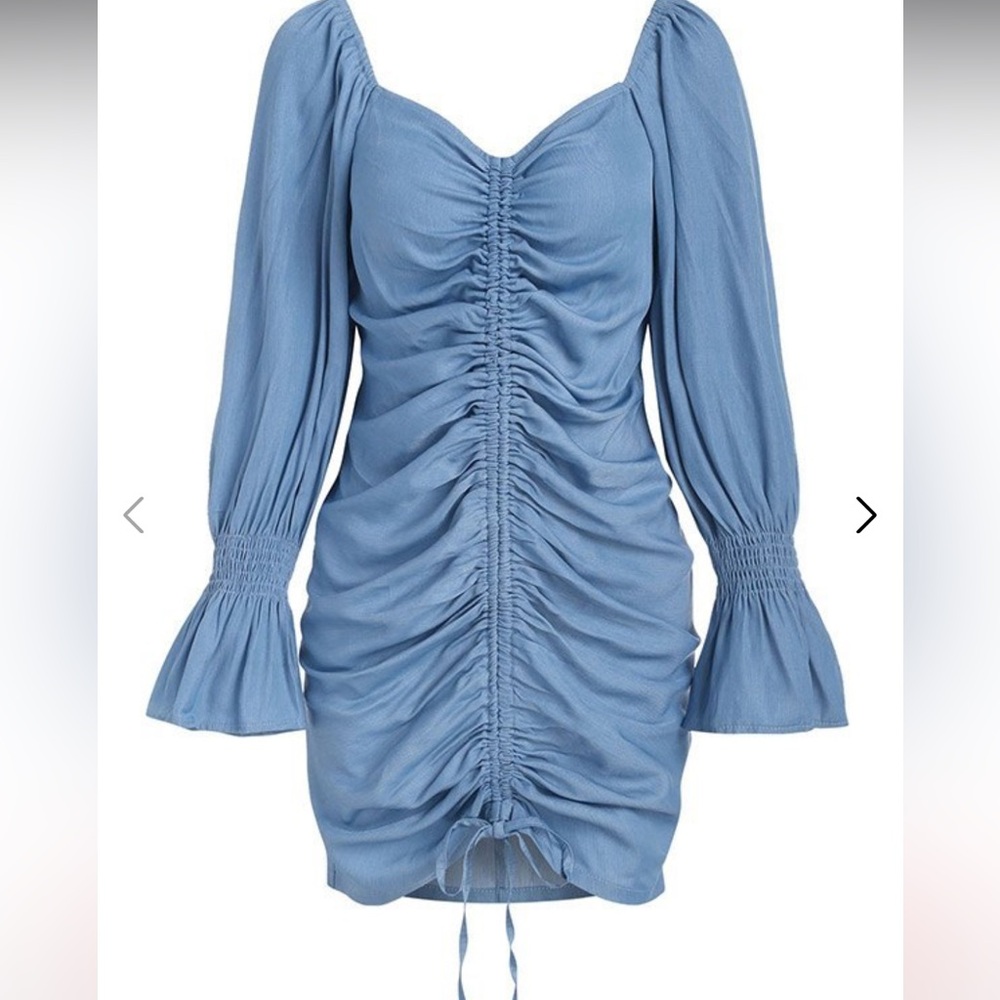 Drawstring Ruched Bodycon Mini Dress